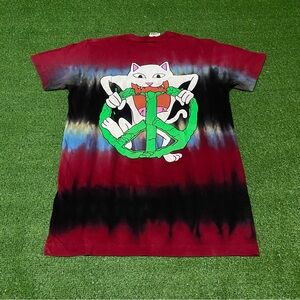 RIPNDIP Lord Nermal Peace Tie-Dye T-Shirt Men’s Small Streetwear Burgundy
